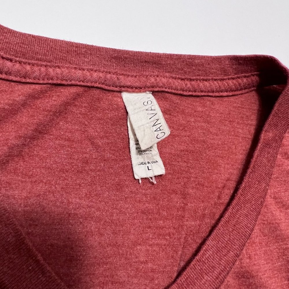 Bella Canvas V Neck Short Sleeve T Shirt Red Heather Large - Picture 3 of 9